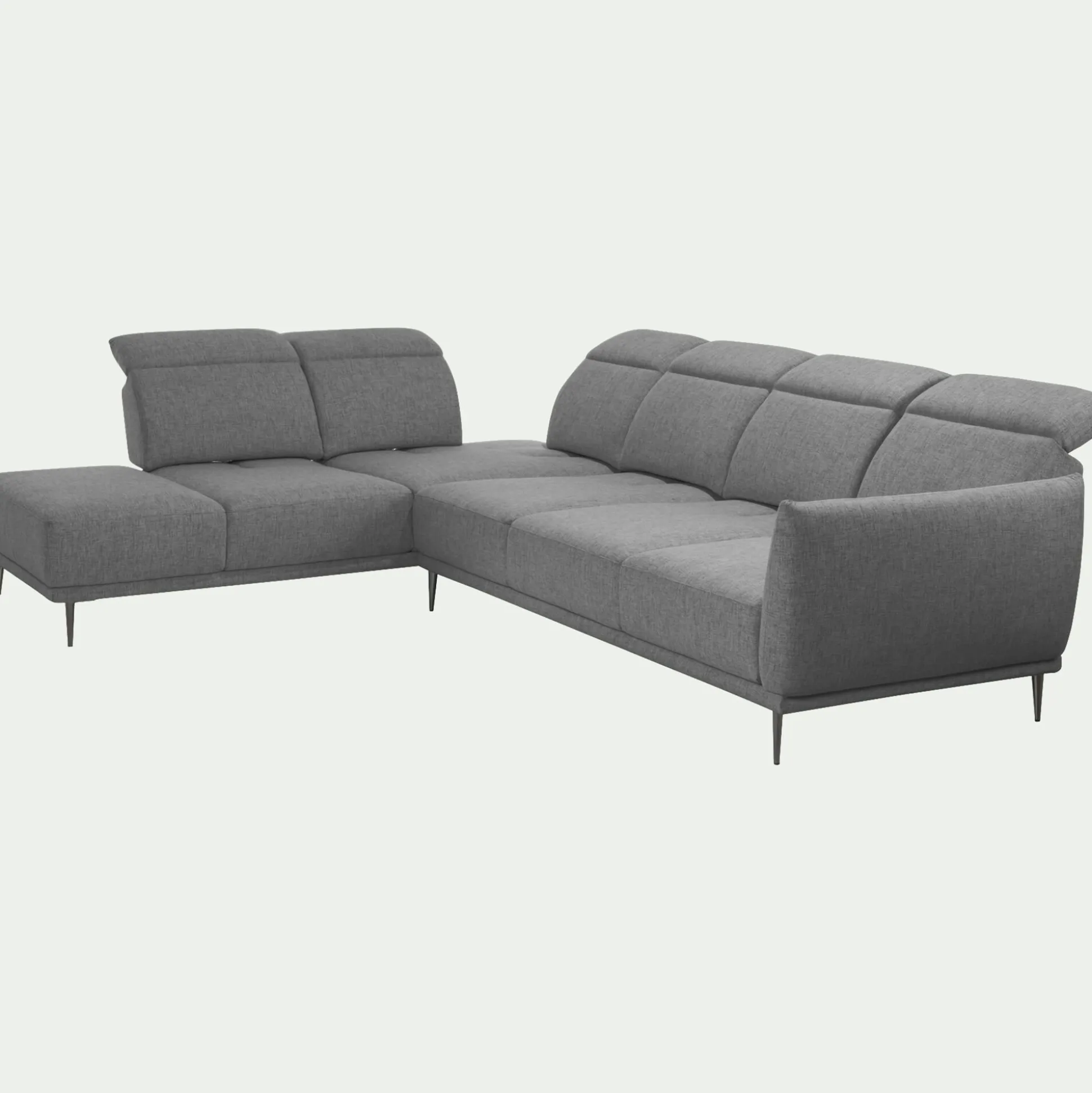 Canapé grand d'angle gauche en tissu avec fonction avance-recul - gris restanque