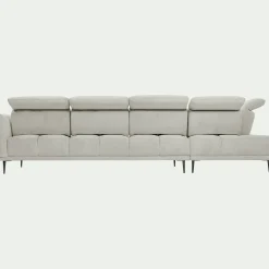 Canapé grand d'angle gauche en tissu memphis avec fonction avance-recul - beige roucas