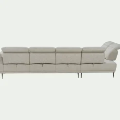 Canapé grand d'angle gauche en tissu avec fonction avance-recul - beige roucas