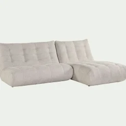 Canapé modulable avec méridienne en tissu chenille - beige roucas