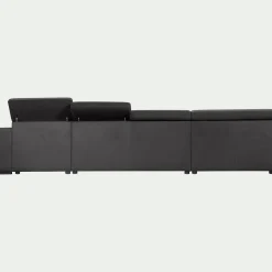 Canapé panoramique convertible avec méridienne droite en tissu doux - gris ardoise