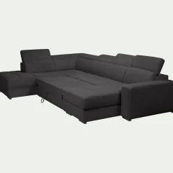 Canapé panoramique convertible avec méridienne droite en tissu doux - gris ardoise