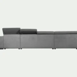 Canapé panoramique convertible avec méridienne droite en tissu doux - gris