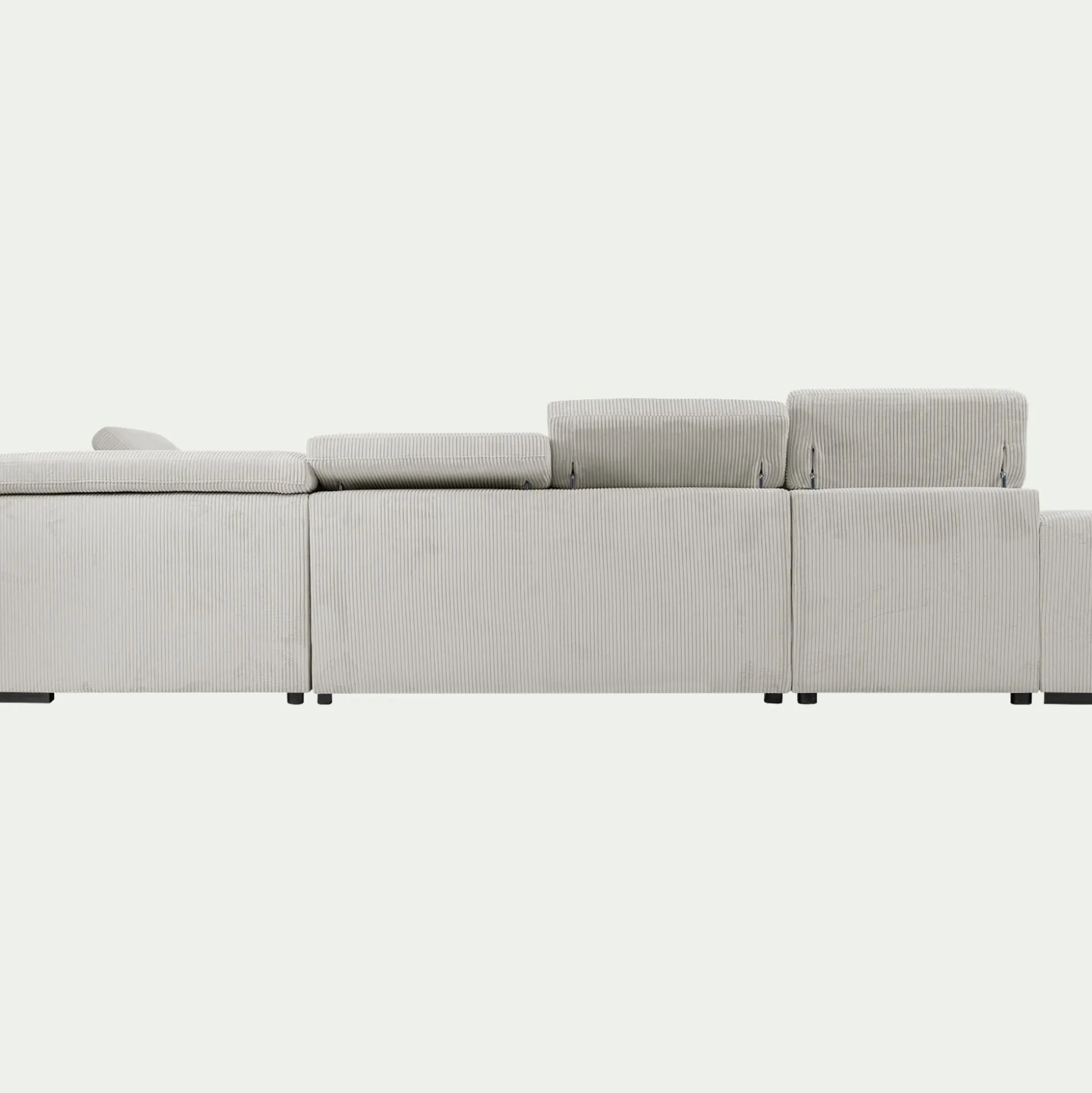 Canapé panoramique convertible avec méridienne droite en tissu castello - beige roucas