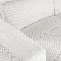 Canapé panoramique convertible avec méridienne droite en tissu castello - beige roucas