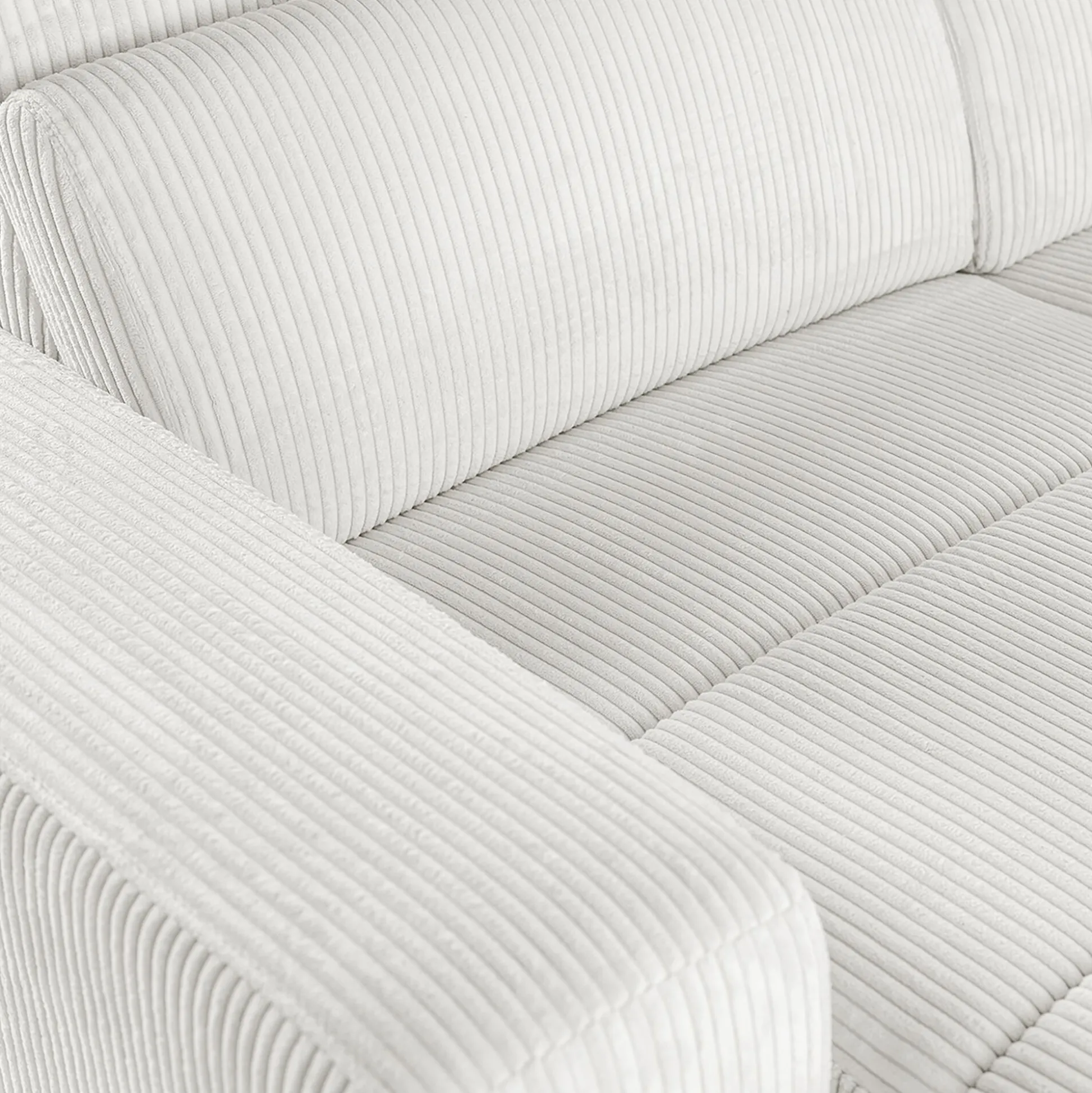 Canapé panoramique convertible avec méridienne droite en tissu castello - beige roucas