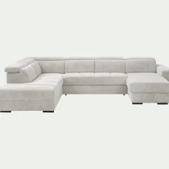 Canapé panoramique convertible avec méridienne gauche en tissu castello - beige roucas