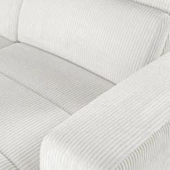 Canapé panoramique convertible avec méridienne gauche en tissu castello - beige roucas