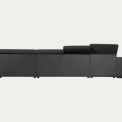 Canapé panoramique convertible avec méridienne gauche en tissu doux - gris ardoise