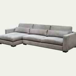 Canapé petit angle chaise longue gauche fixe en tissu Bloq - gris