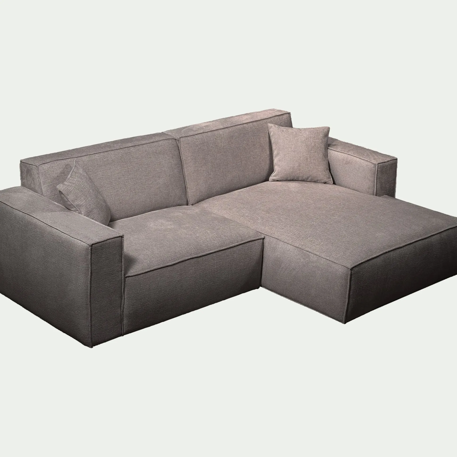 Canapé petit angle droit fixe en tissu genesis - gris