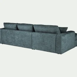 Canapé petit angle droit fixe en tissu chenille benjo - bleu calaluna