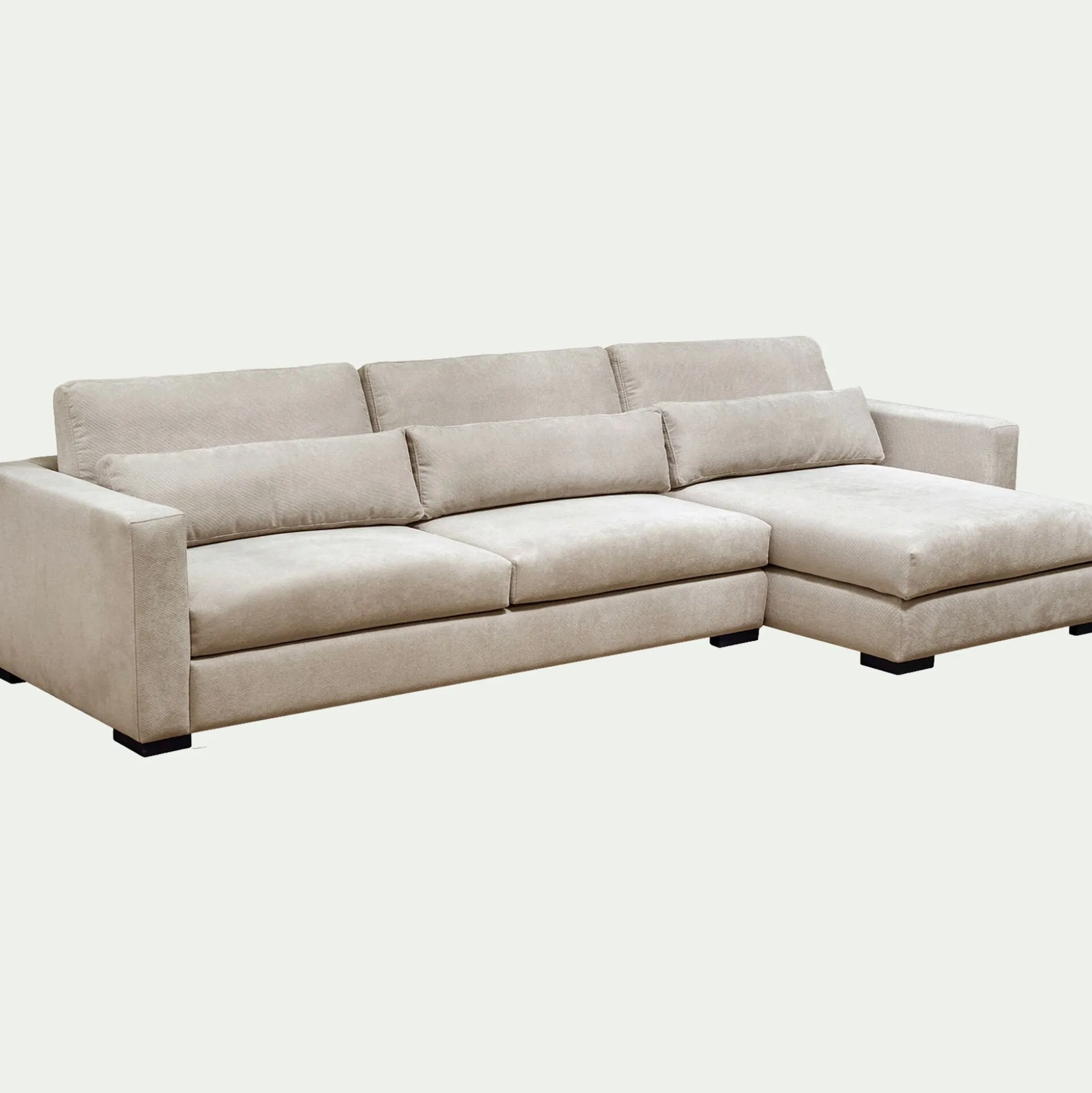 Canapé petit angle droit fixe en tissu Bloq - beige roucas