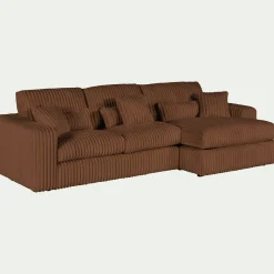 Canapé petit angle droit fixe en tissu côtelé bita - brun rustrel