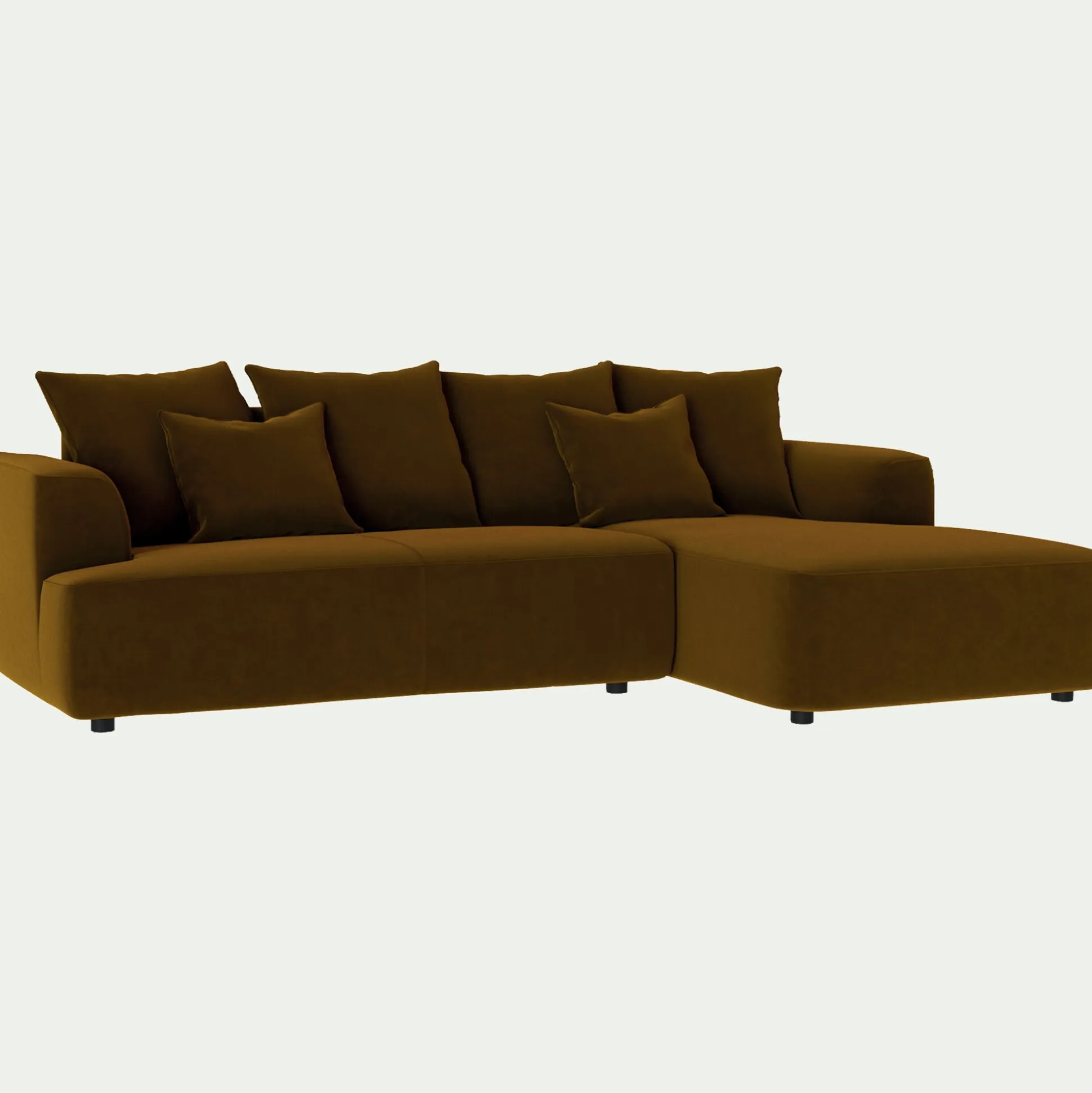 Canapé petit angle droit fixe en tissu velours - bronze