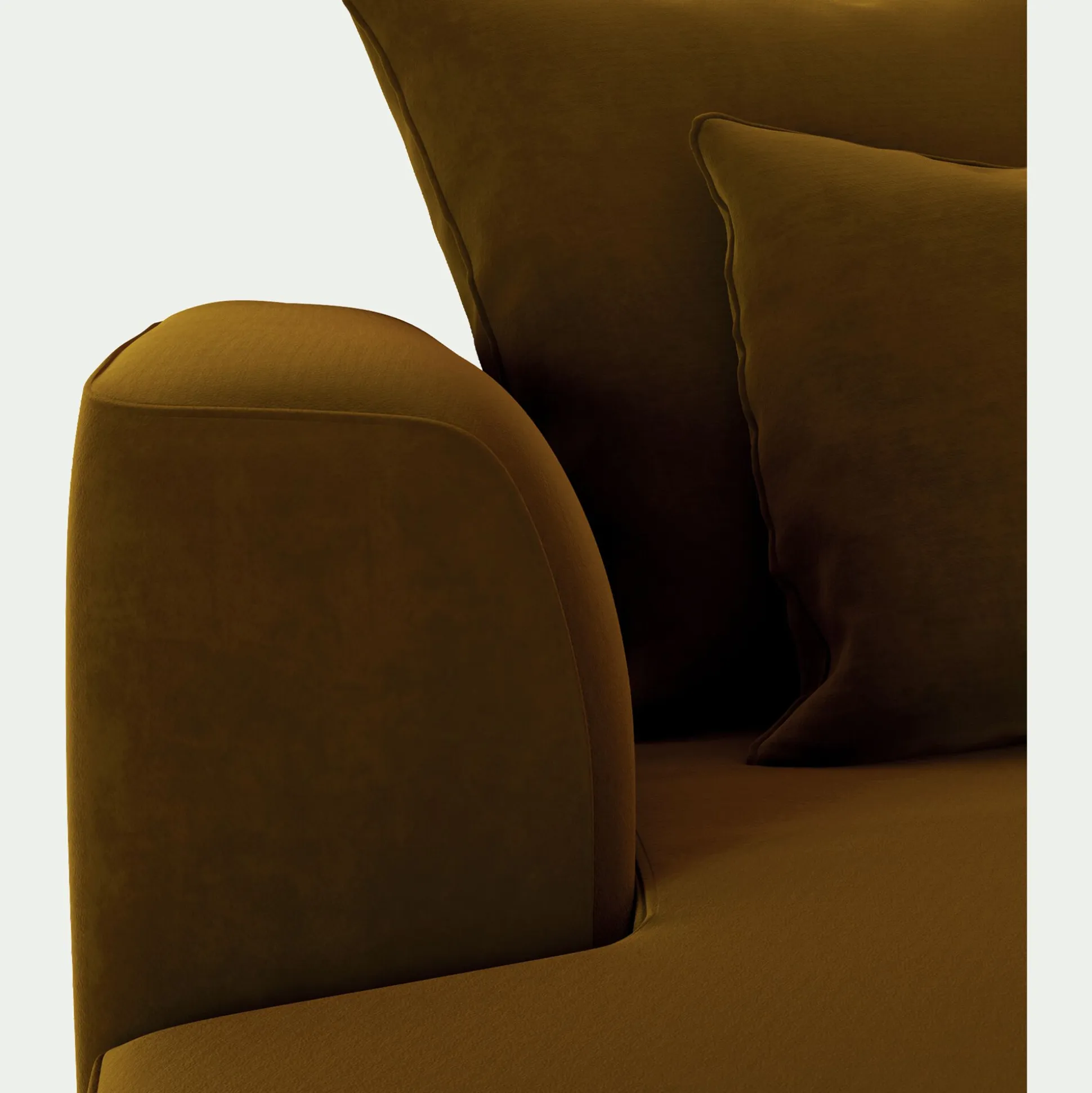Canapé petit angle droit fixe en tissu velours - bronze