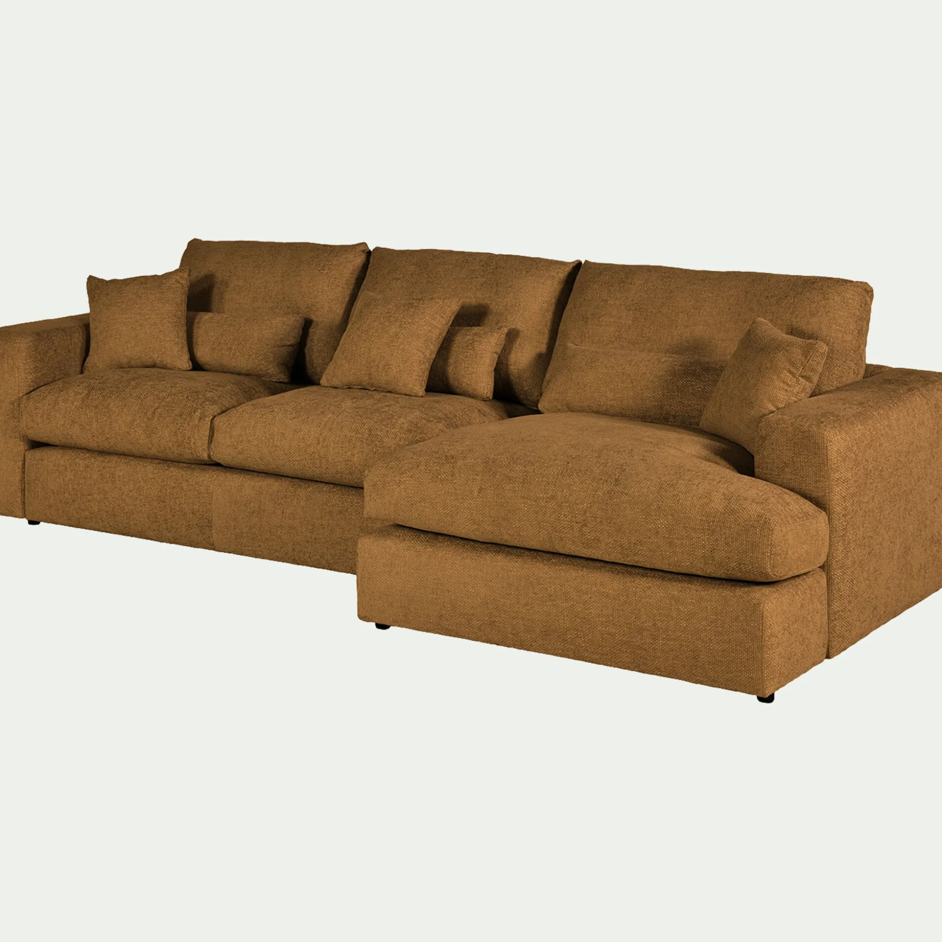 Canapé petit angle droit fixe en tissu chenille benjo - jaune argan