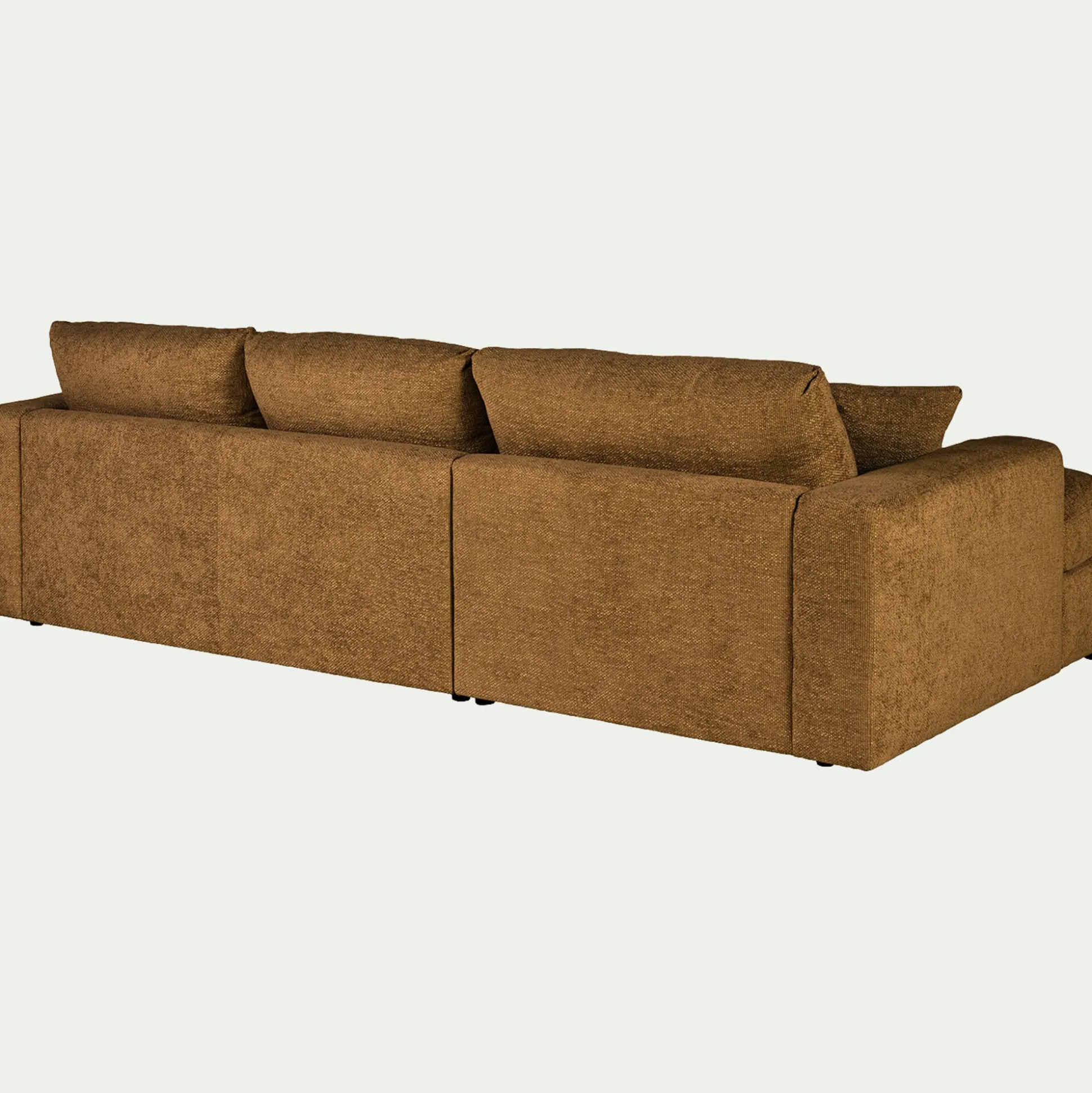 Canapé petit angle droit fixe en tissu chenille benjo - jaune argan