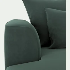 Canapé petit angle droit fixe en tissu velours - vert sauge