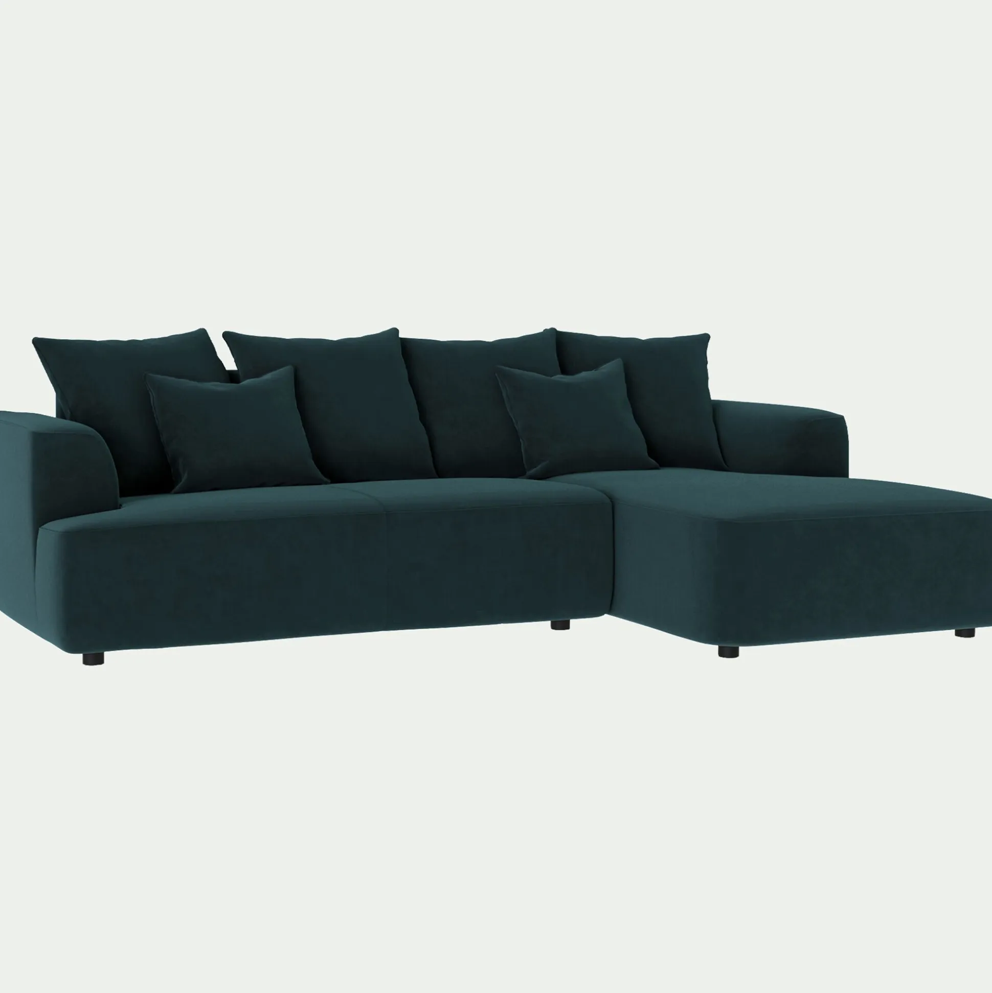 Canapé petit angle droit fixe en tissu velours - bleu foncé