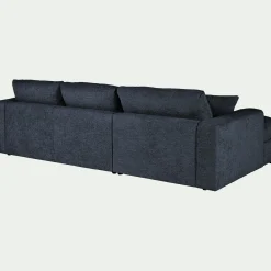 Canapé petit angle droit fixe en tissu chenille benjo - bleu marine