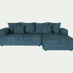 Canapé petit angle droit fixe en tissu Genesis - bleu figuerolles