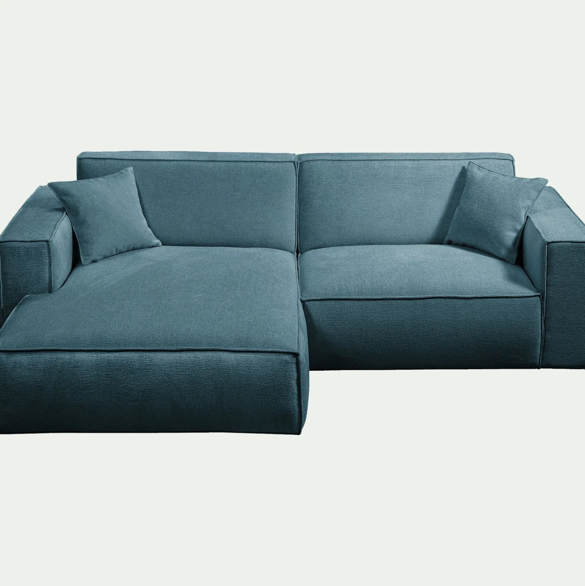 Canapé petit angle gauche fixe en tissu genesis - bleu