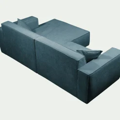 Canapé petit angle gauche fixe en tissu genesis - bleu