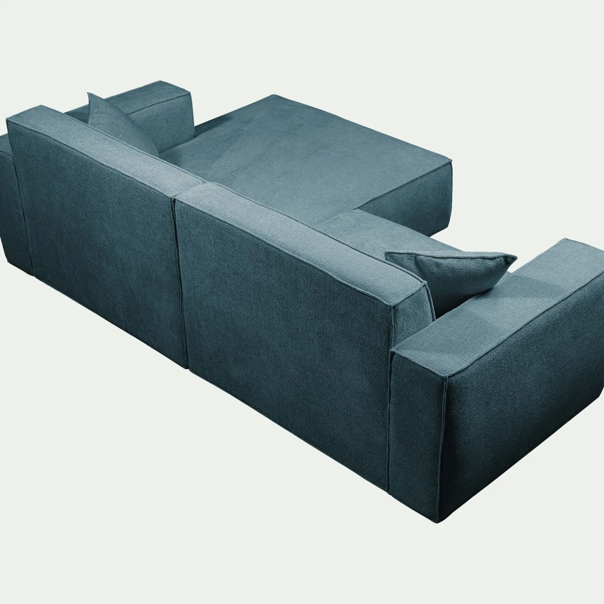 Canapé petit angle gauche fixe en tissu genesis - bleu