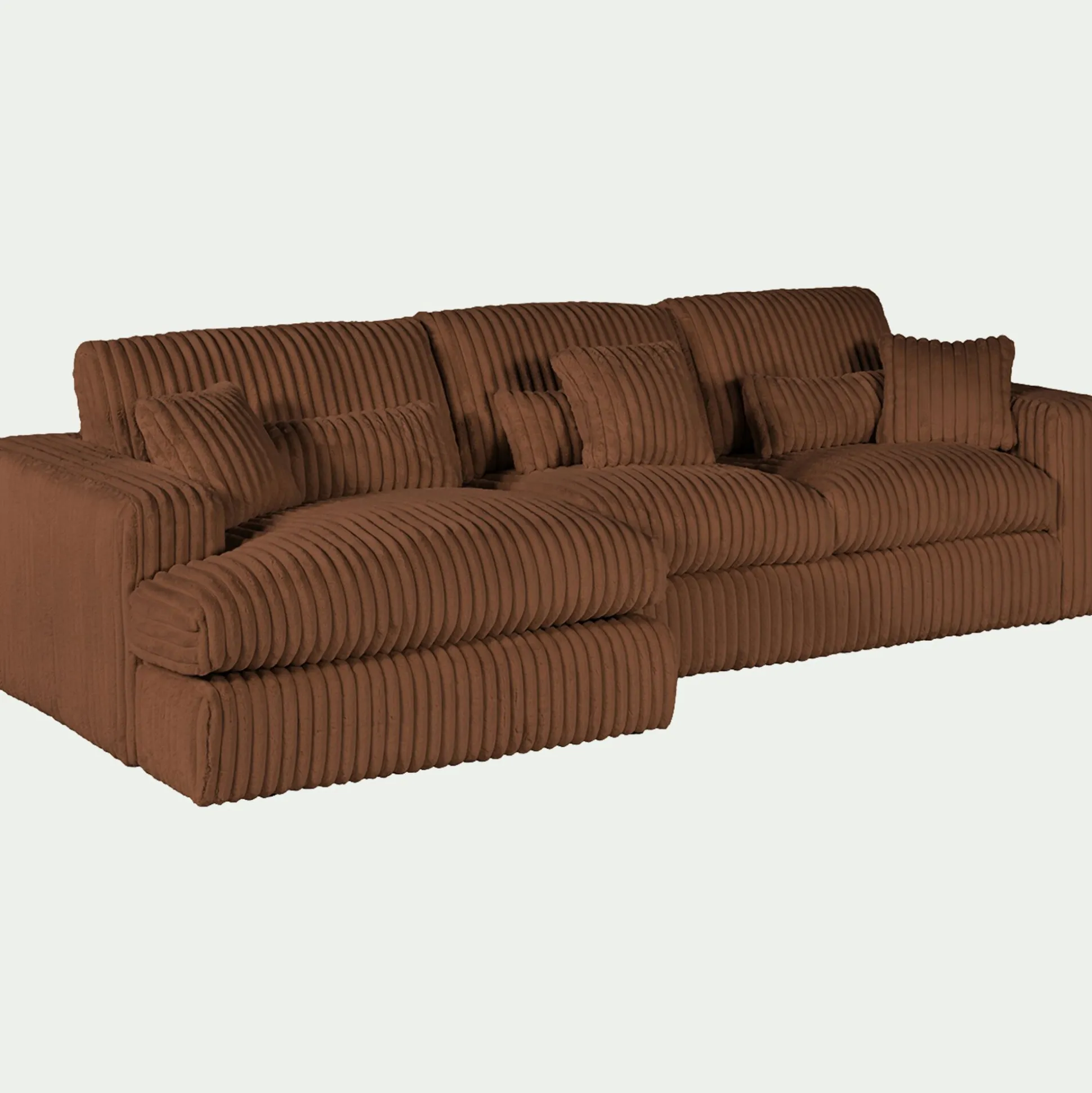 Canapé petit angle gauche fixe en tissu côtelé bita - brun rustrel