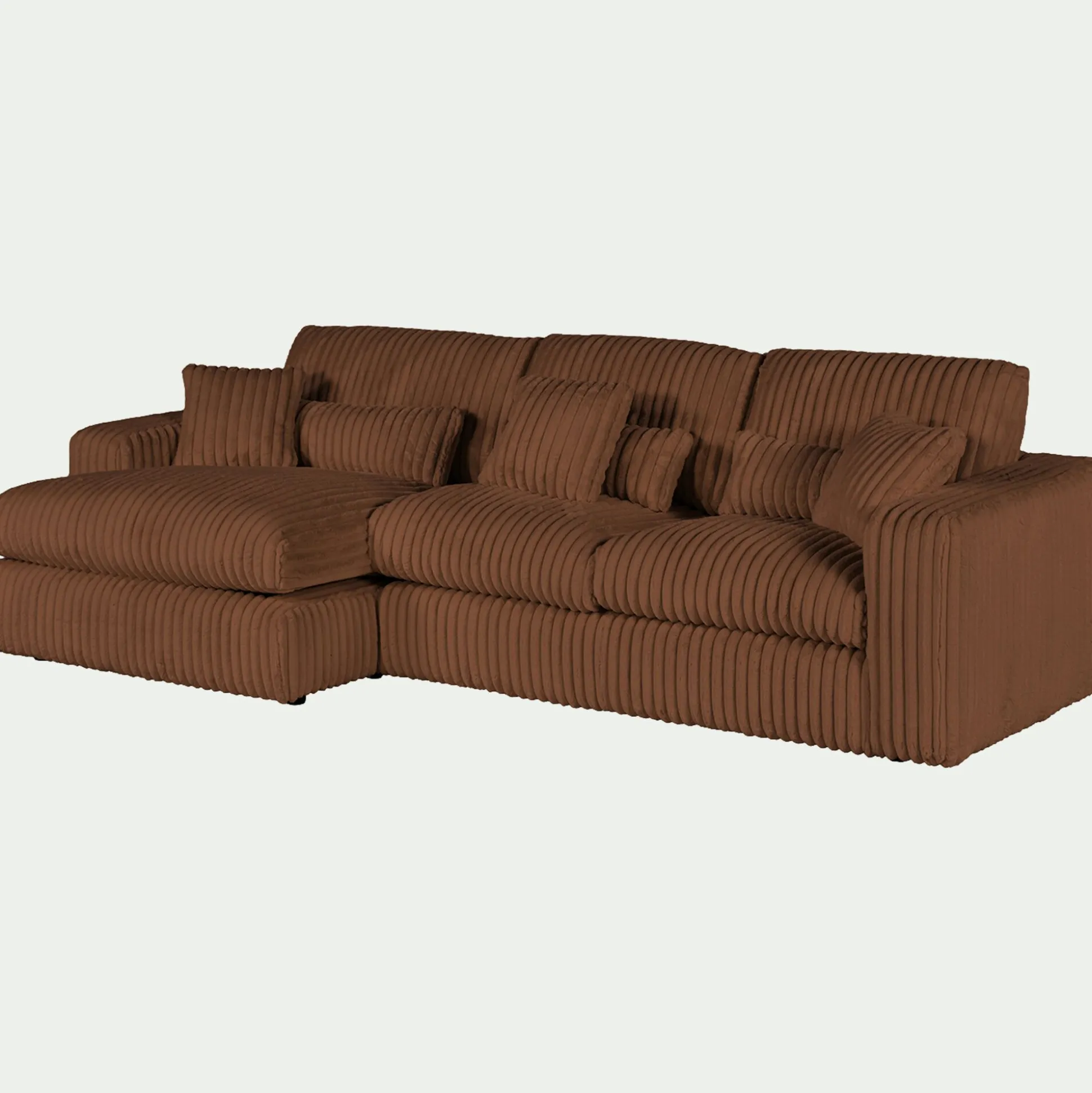 Canapé petit angle gauche fixe en tissu côtelé bita - brun rustrel