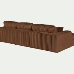 Canapé petit angle gauche fixe en tissu côtelé bita - brun rustrel
