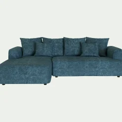 Canapé petit angle gauche fixe en tissu Genesis - bleu figuerolles