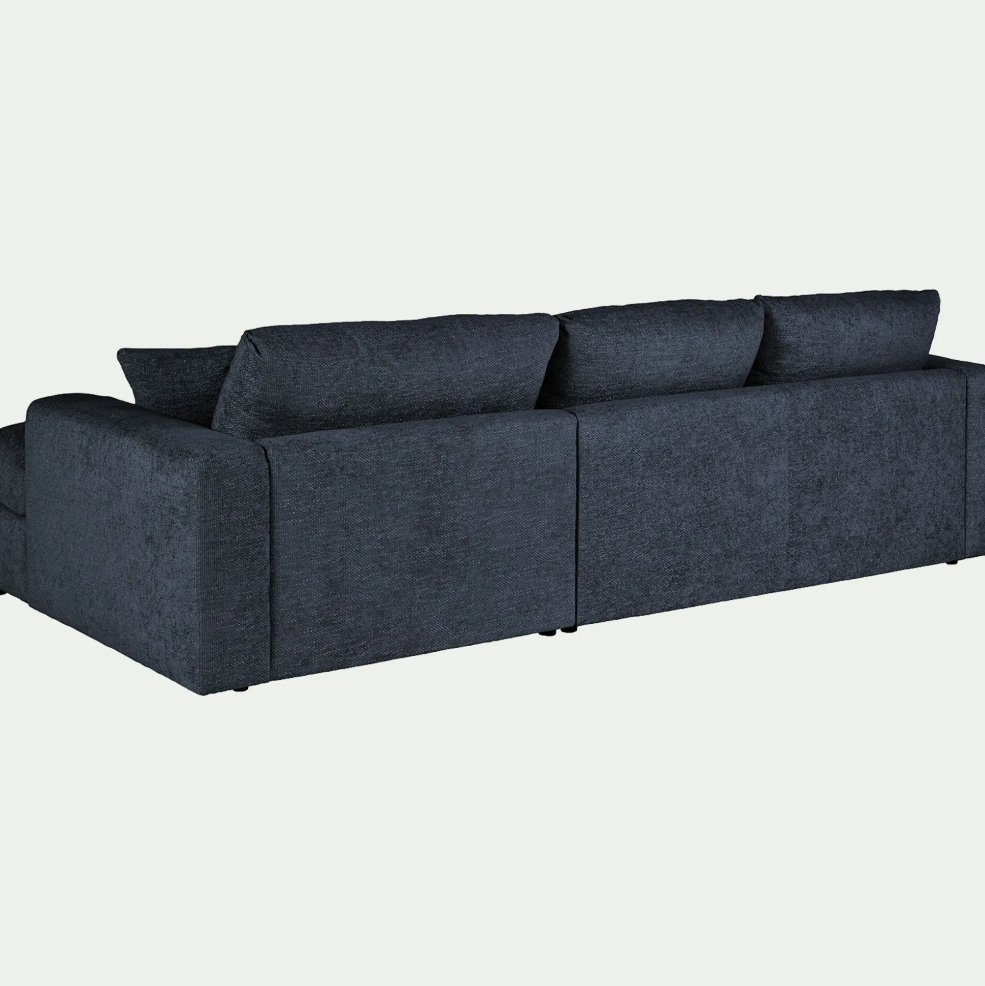 Canapé petit angle gauche fixe en tissu chenille benjo - bleu marine