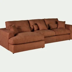 Canapé petit angle gauche fixe en tissu chenille benjo - brun rustrel