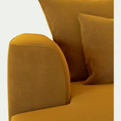Canapé petit angle gauche fixe en tissu velours - jaune argan