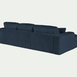 Canapé petit angle gauche fixe en tissu côtelé bita - bleu calabrun