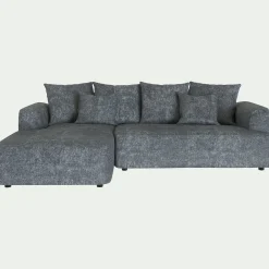 Canapé petit angle gauche fixe en tissu Genesis - gris ardoise