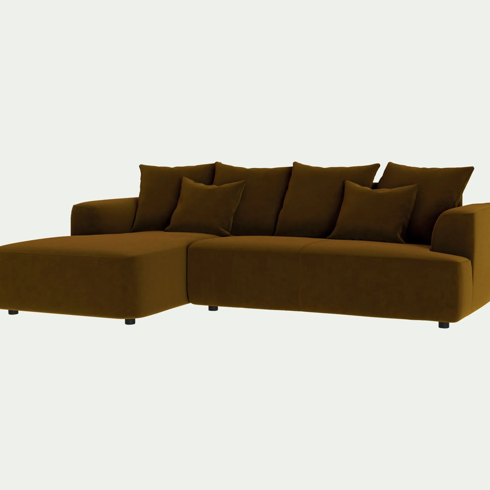 Canapé petit angle gauche fixe en tissu velours - bronze