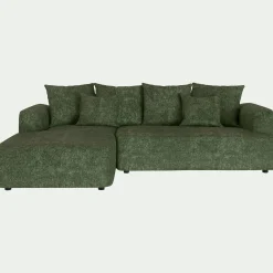 Canapé petit angle gauche fixe en tissu Genesis - vert cèdre