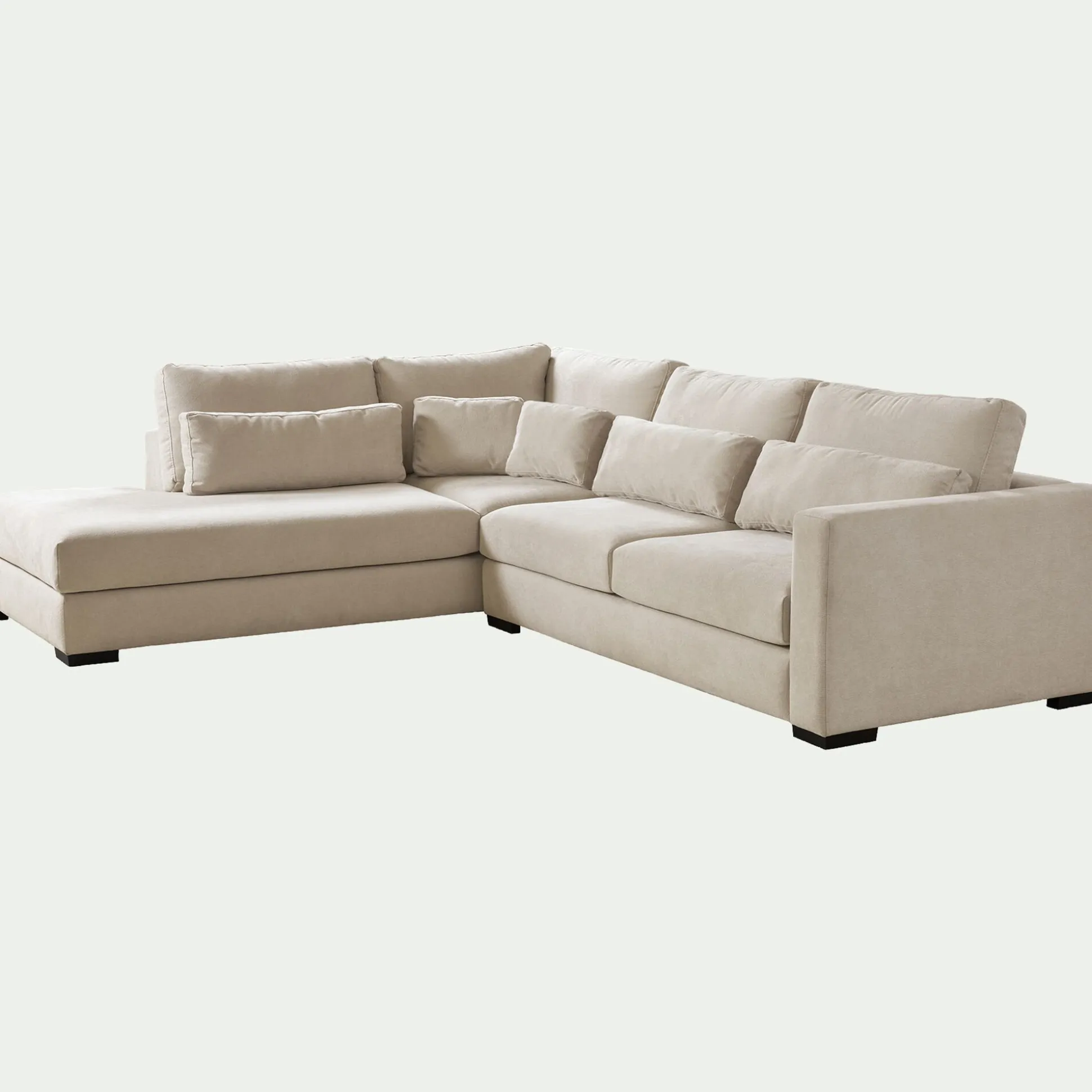 Canapé petit angle gauche fixe en tissu - beige roucas