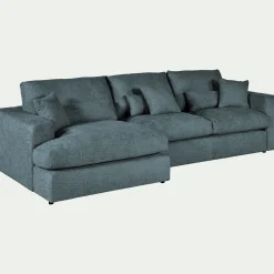 Canapé petit angle gauche fixe en tissu chenille benjo - bleu calaluna