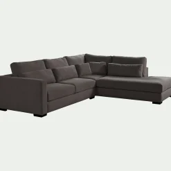 Canapé petit angle méridienne droite fixe en tissu Bloq - gris anthracite