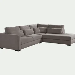 Canapé petit angle méridienne droite fixe en tissu Bloq - gris