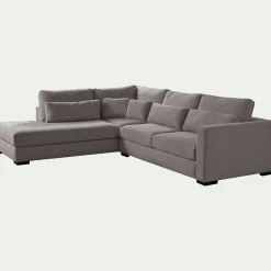 Canapé petit angle méridienne gauche fixe en tissu Bloq - gris