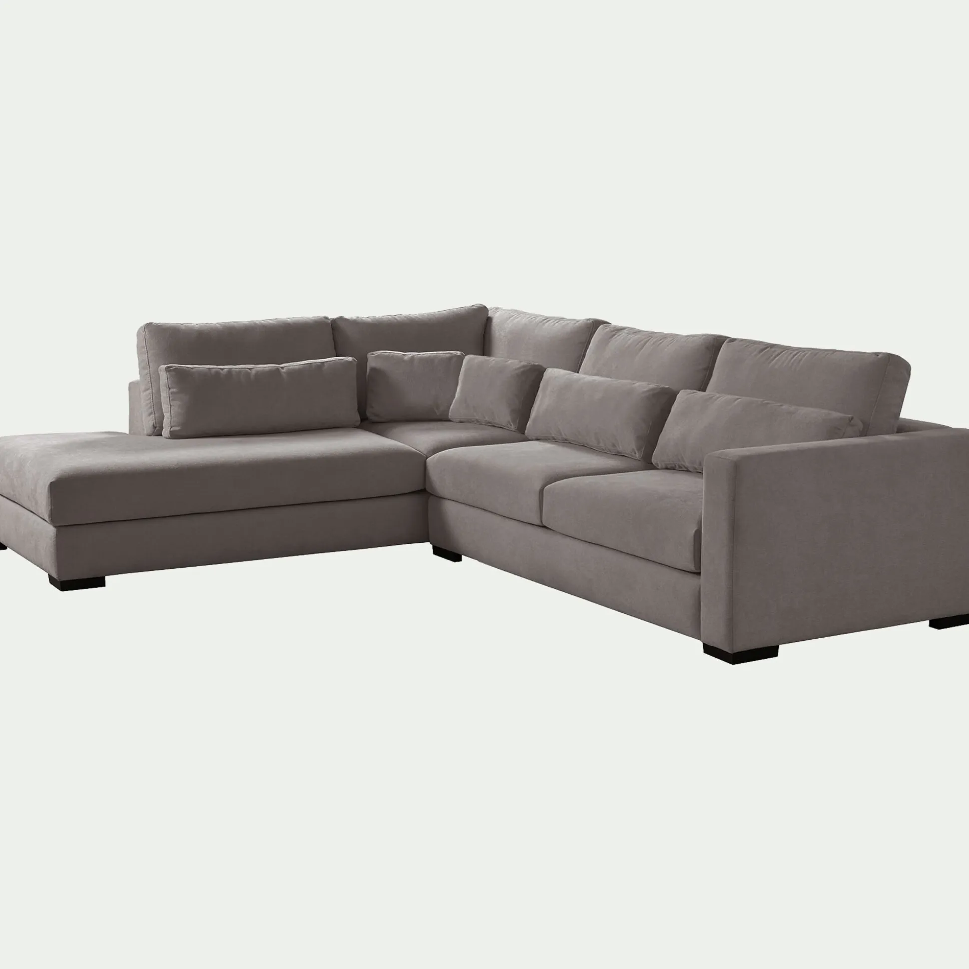 Canapé petit angle méridienne gauche fixe en tissu Bloq - gris