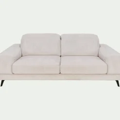 Canapé 3 places avance recule en tissu doux - beige