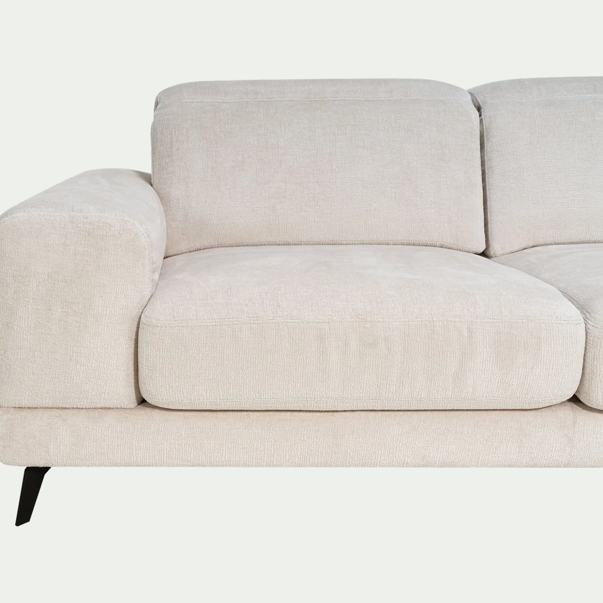 Canapé 3 places avance recule en tissu doux - beige