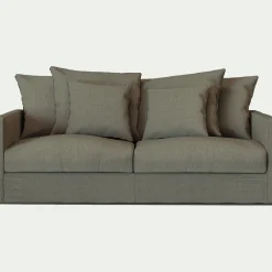 Canapé 3 places convertible avec matelas Bultex en lin et viscose - vert cèdre