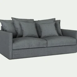 Canapé 3 places convertible avec matelas Bultex en lin et viscose - gris ardoise